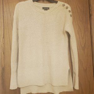 5/$20 Rachel Zoe size XS sweater in oatmeal with button trim at left shoulder